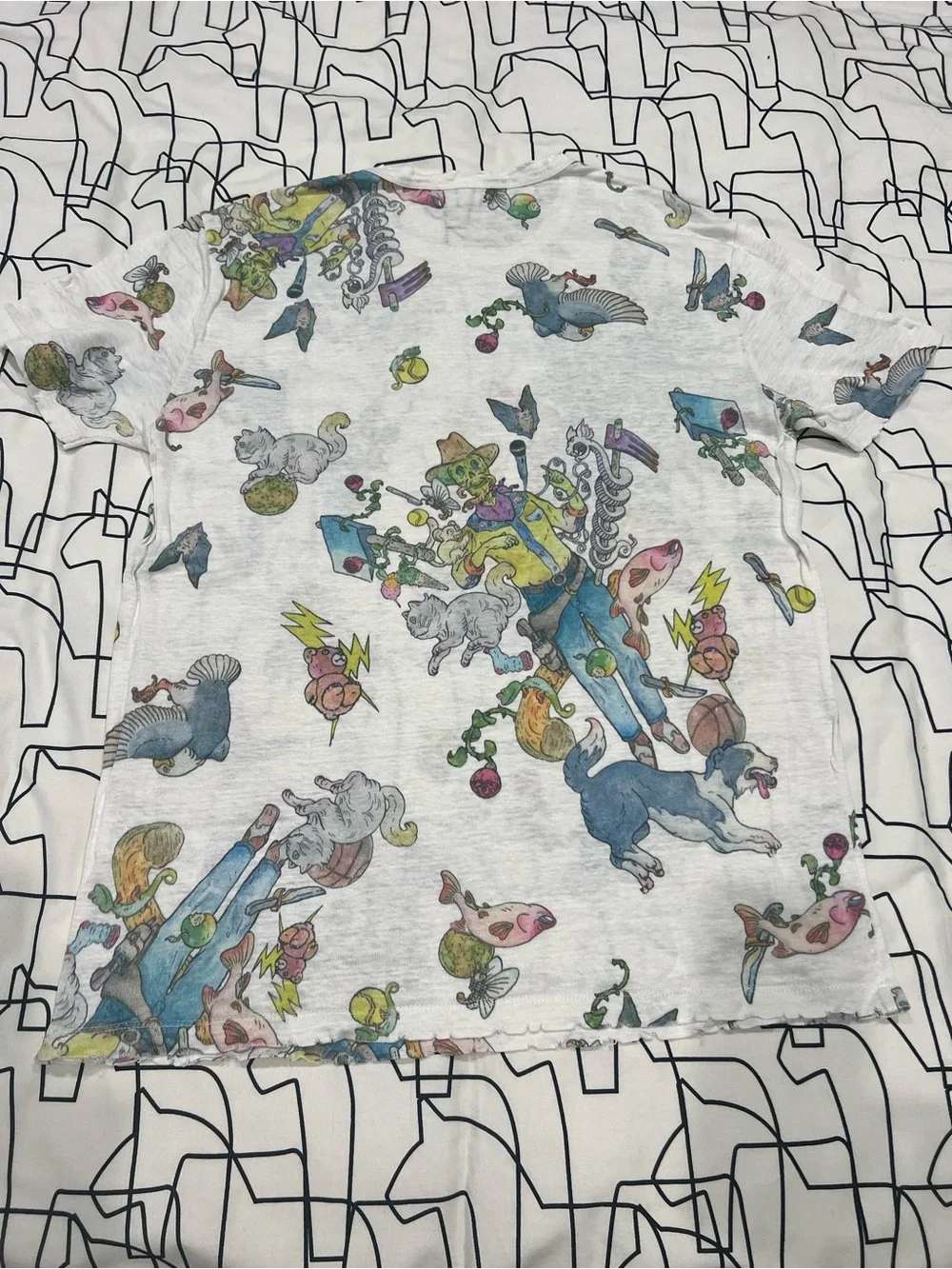 Zadig & Voltaire White Tee with Multicolor Animal & Character Print - Picture 3 of 5